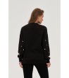 Дамски черен суитшърт с декорации-2 снимка