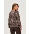 Дамска блуза в кафяво и бяло-1 снимка