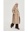 Дамско бежово палто с колан-0 снимка