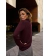 Дамски пуловер с поло яка в бургунд-1 снимка