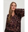 Дамска блуза с принт в черно, бежово и бордо-2 снимка