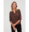 Дамска блуза с принт в черно и кафяво-1 снимка