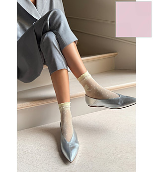 Дамски чорапи в розово с панделки и точки ALICE снимка