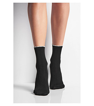 Чорапи в черно и сребристо с лурекс завършек AURELIA снимка