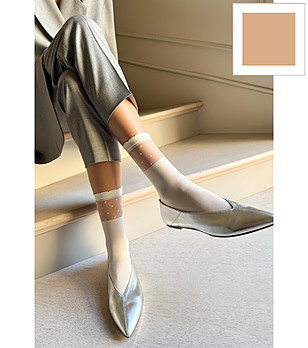 Дамски чорапи в телесен цвят BIBBI с къдрички снимка