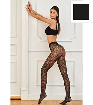 Черен чорапогащник с паунови мотиви CARINO снимка