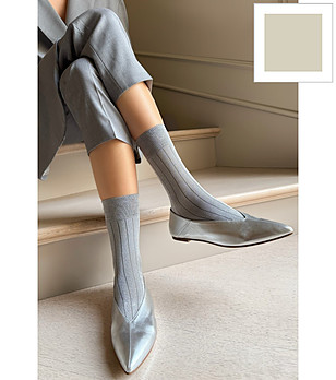 Сиви дамски чорапи с вертикален десен CHRISTINA снимка