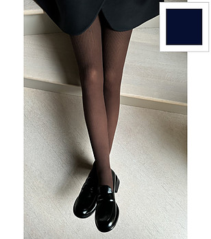 Тъмносин чорапогащник с фини рипсени райета 60 DEN COSTINA снимка