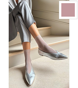 Дамски чорапи в розов нюанс COSTINA METALICO с блясък снимка