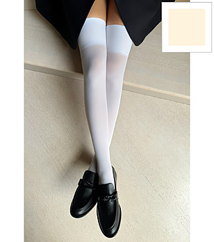 Дълги чорапи в екрю 40 DEN DORA с нестягащ ластик снимка