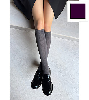 Чорапи KATERINA в лилав цвят 60 DEN с релефни мотиви снимка