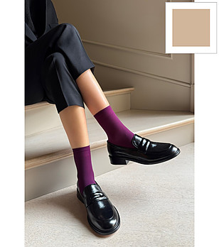 Чорапи в цвят какао 40 DEN KATRIN с комфортен ластик снимка