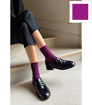 Дамски чорапи в цвят лилава циклама 40 DEN KATRIN матови снимка