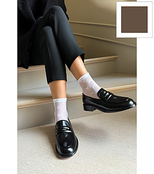 Чорапи в сиво-кафяво LIVIA с панделки снимка