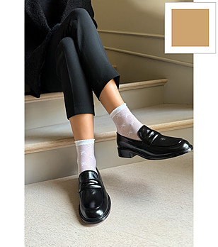 Бежови чорапи с панделки LIVIA снимка