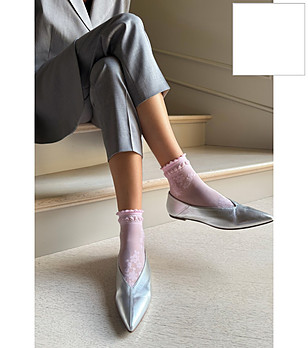 Бели чорапи с флорален мотив MAXIMA снимка