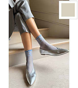 Сребристи дамски чорапи с геометрични мотиви MONICA снимка