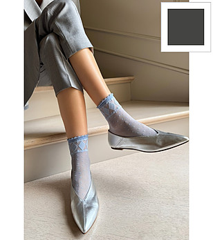 Дамски чорапи MONICA в цвят графит с геометрични мотиви снимка