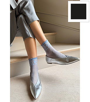 Дамски черни чорапи MONICA с геометрични мотиви снимка