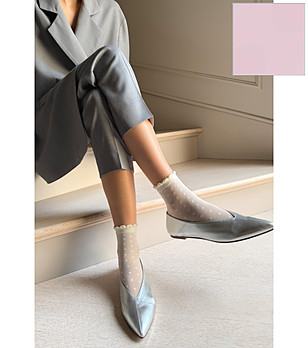 Розови дамски чорапи на точки MYRIAM снимка