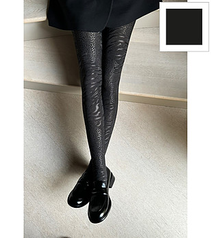 Черен чорапогащник 70 DEN ORIANA със змийски мотив снимка