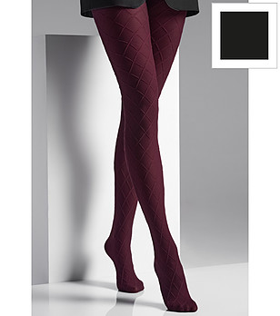 Черен чорапогащник с релефни ромбове 60 DEN POLA снимка