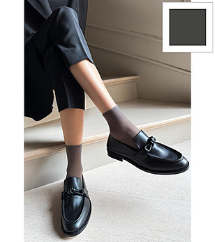 Къси дамски чорапи PUNTINI в цвят графит на точки 20 DEN снимка