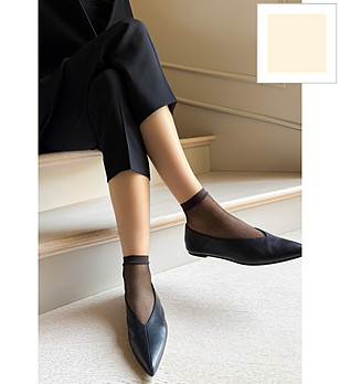 Дамски мрежести къси чорапи в екрю Rete снимка