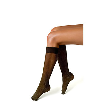 Чорапи в капучино-златисто 15 DEN RETINA LUREX с лурексови точки снимка