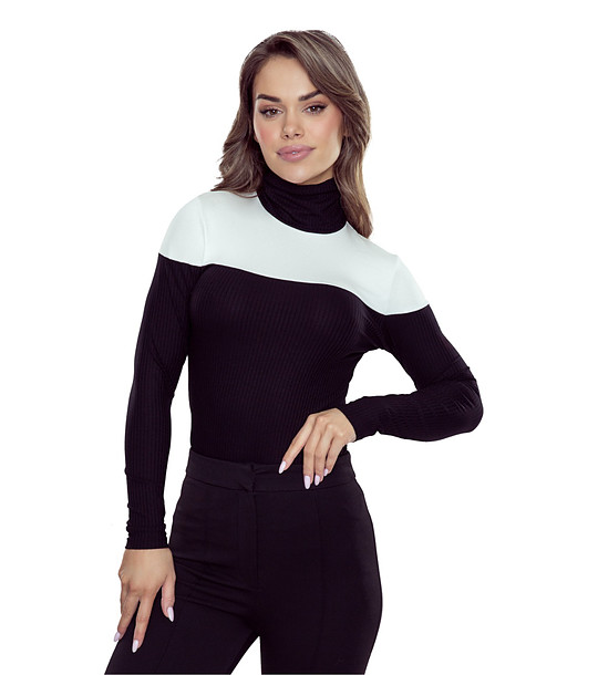 Дамска блуза в черно и екрю MIKA снимка