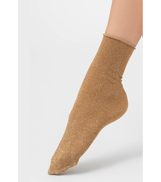 Дамски чорапи в бежово-златисто с лурекс FLAVIA снимка