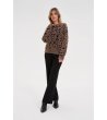 Дамски пуловер в кафяво и черно с леопардов мотив-3 снимка