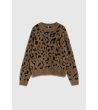Дамски пуловер в кафяво и черно с леопардов мотив-4 снимка