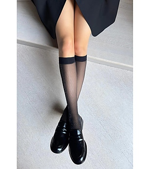 Чорапи 15 DEN черно-сребристи с ромбове ROMBINI LUREX снимка