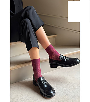 Бели чорапи с флорален мотив ROSA STILE снимка