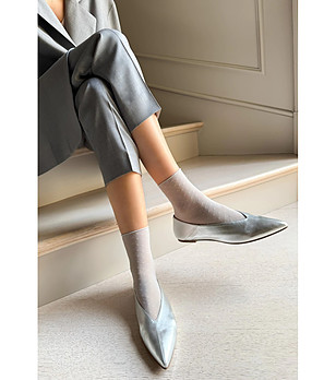 Сребристи дамски чорапи с геометричен мотив SOFIA снимка