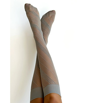 Чорапи в сиво-сребристо с лурекс ивици 15 DEN SPIGA LUREX снимка