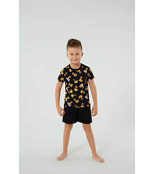 Черна детска пижама с принт с патета Anatr снимка