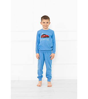 Светлосиня памучна пижама за момче с щампа Gordo снимка