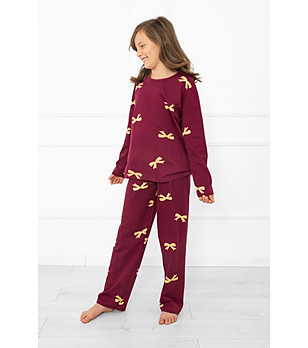 Памучна пижама за момиче Kwadro с принт панделки снимка