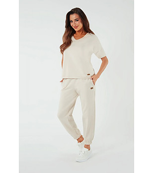 Дамско бежово памучно долнище Madri с джобове снимка