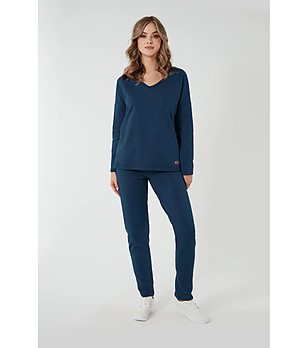 Памучно дамско спортно долнище в синьо Stella снимка