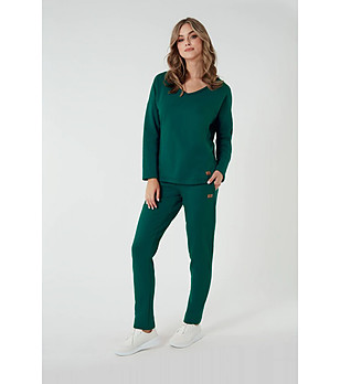 Памучно дамско тъмнозелено спортно долнище Stella снимка