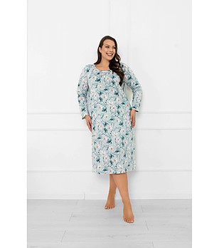 Зелена памучна нощница с флорален принт Sekwoja снимка