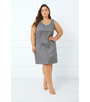 Памучна нощница на каре в черно и бяло Tarisa снимка