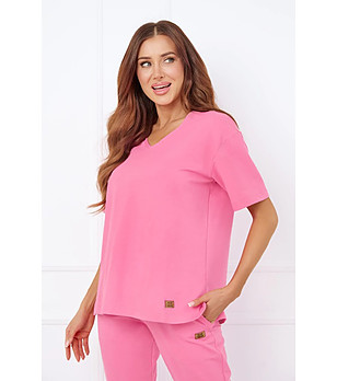 Розова дамска памучна блуза Caro снимка