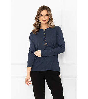 Дамска памучна блуза в тъмносиньо Gordo снимка