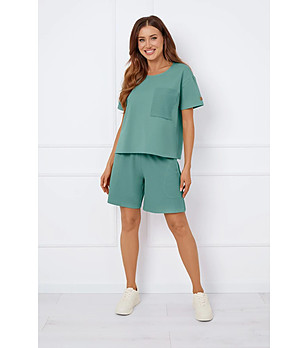 Зелен дамски памучен комплект Bono с памук снимка