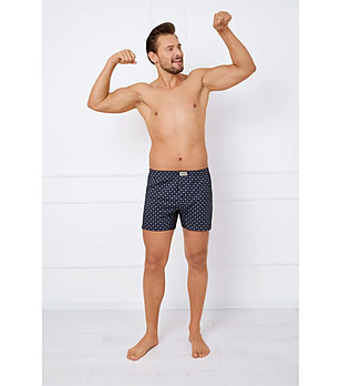 Тъмносини мъжки памучни боксерки с принт Rajmund снимка