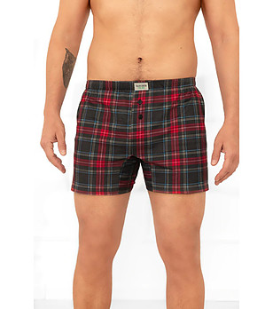 Мъжки многоцветни памучни боксерки Rusoli с кариран мотив снимка